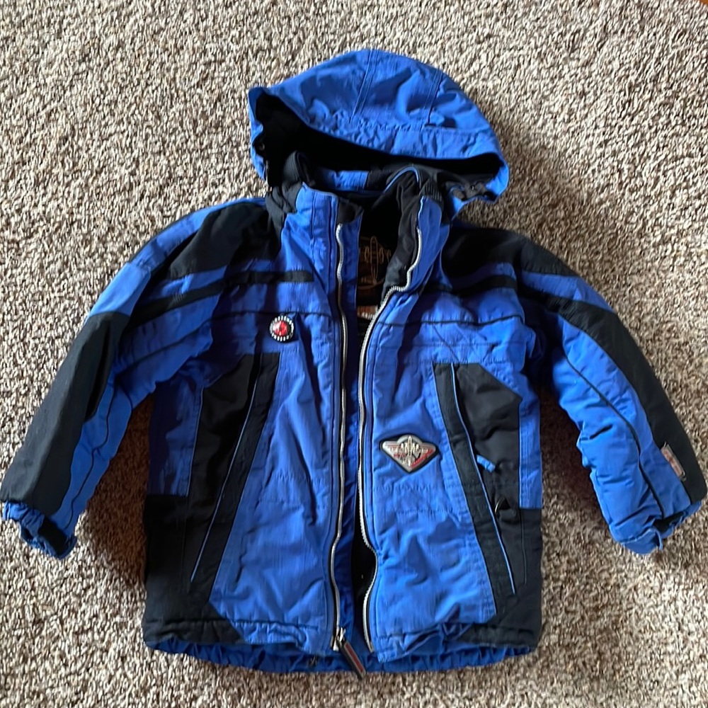 Obermeyer black and blue winter jacket boys size 5 compass